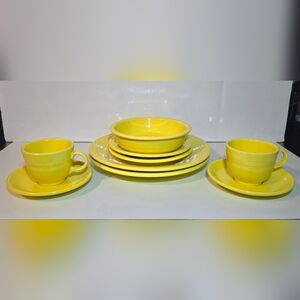 Homer Laughlin Fiestaware Sunflower Yellow Set of 9 Vintage Fiesta Ceramics